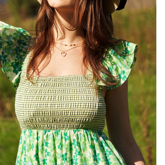 616. AT COST 🛑! bohemian Maxi Dress Oversized Square Neck Floral Ruffle Pockets - Picture 4 of 4